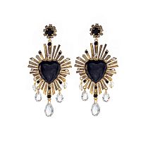 Серьги Celeste G, смальта, хрусталь, Swarovski, фианиты, CS26.1-1611 черный
