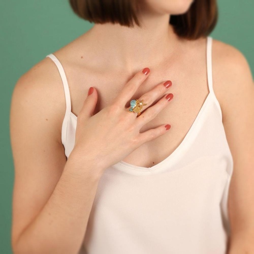 Кольцо TARATATA, Archipel, разъемное, со смолой, стразами и кварцем, TT-E24-03407-204 синий фото 6