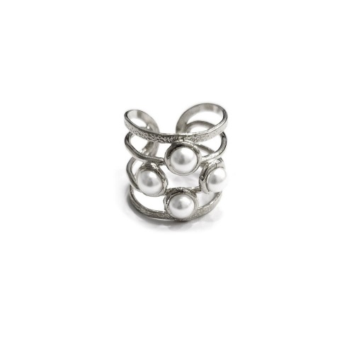 Кольцо Catherine Bijoux, Elegant pearl, разъемное, с жемчугом, CB24.2-5328D серебристый