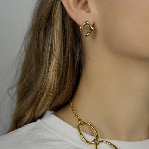 Серьги Moon Paris, Steel, фактурные, MS-26.01-015 золотистый фото 2