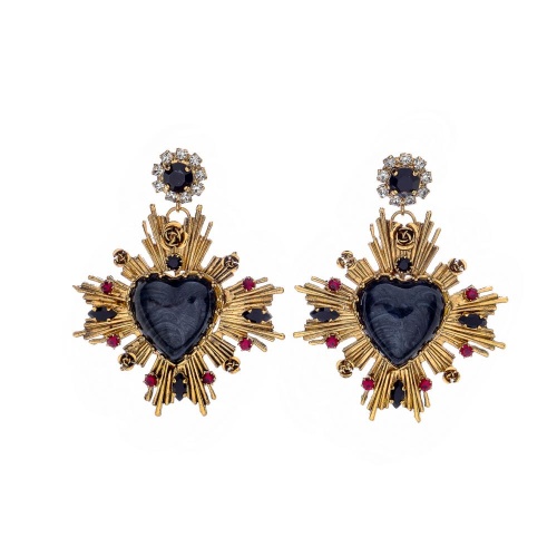 Серьги Celeste G, смальта, кристалл Swarovski, фианиты, CS26.1-2222 черный