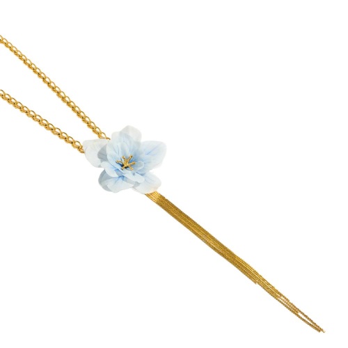 Колье Catherine Bijoux, Lotus flower, с цветком и цепями, CB26.1-5705AG голубой