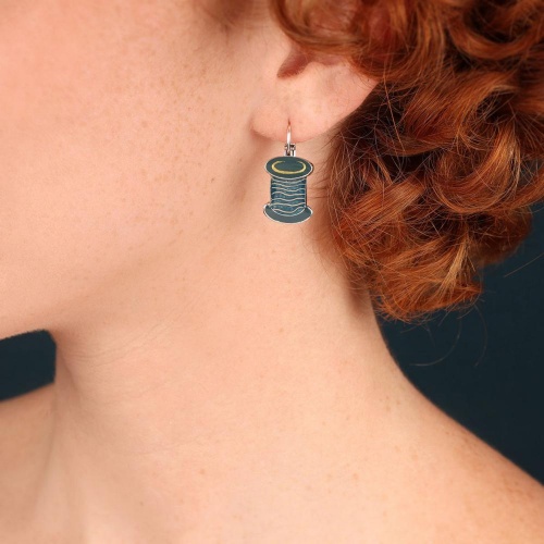 Серьги TARATATA, Ruban, асимметрия, цветная смола,золотая краска, TT-W25-10796-104 синий фото 2