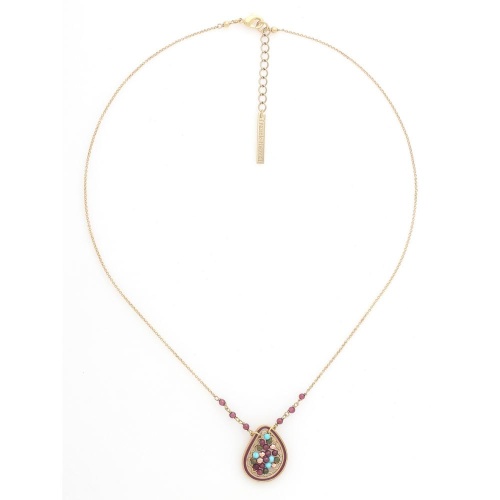 Колье Franck Herval, Cassandra, гранат, говлит, унакит, эмаль, FH25.2-15-64443 бордовый