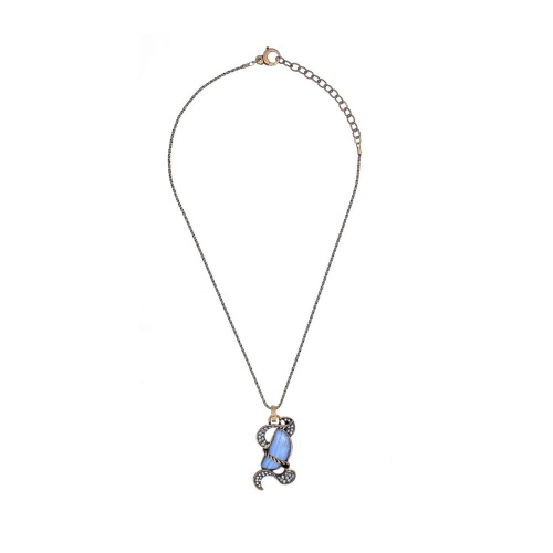 Колье Alcozer&J, агат, жемчуг, кристаллы Swarovski, AL2502-C78PY24 голубой фото 2