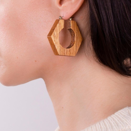 Серьги Moon Paris, Ringo, из дерева, MR-22.12-214 коричневый фото 3