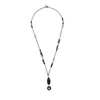 Колье Alcozer&J, с аметистом и кристаллами Swarovski, AL-C68AS26-R фиолетовый