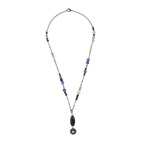 Колье Alcozer&J, с аметистом и кристаллами Swarovski, AL-C68AS26-R фиолетовый