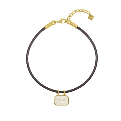 Колье VIDDA, Lily, кожаное, с кристаллом Swarovski, VD25.2-02085 хрустальный