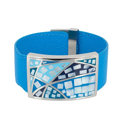 Браслет Fiore Luna на кожаном голубом ремешке, CB01156-4 BL/S фото 3