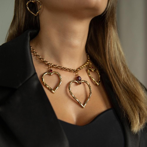 Колье Celeste G, с сердцами и кристаллами Swarovski, CS25.1-2041 красный фото 3