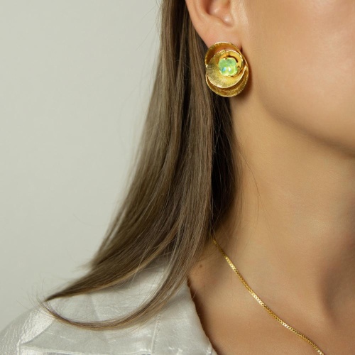 Серьги Catherine Bijoux, Abstract shell, с кристаллом, CB25.1-5381FG мятный фото 2