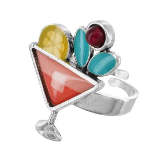 Кольцо TARATATA, Cocktail, разъемное, с цветной смолой и бусинами, TT-E24-05412-10M серебристый фото 2