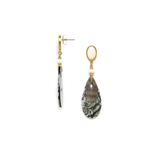 Серьги Nature Bijoux, Ozaretta, камень боджи, перламутр, кость, NB23.2-12-78722 серый фото 6