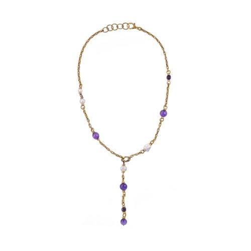 Колье Alcozer&J, с жемчугом и аметистом, AL-C78BV26-R фиолетовый