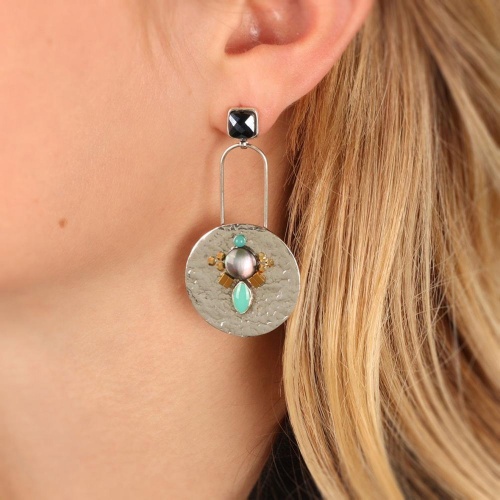 Серьги TARATATA, Celeste, смола, бусины, стразы и кабошон, TT-W23-09967-104 синий фото 3