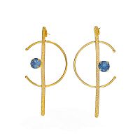 Серьги Catherine Bijoux, Half moon, с кристаллом, CB25.1-5357FG голубой