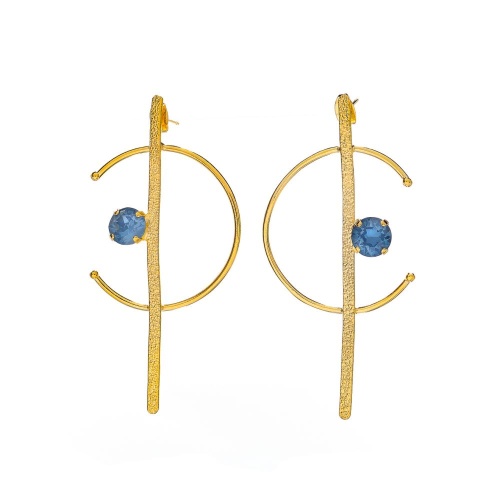 Серьги Catherine Bijoux, Half moon, с кристаллом, CB25.1-5357FG голубой
