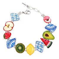 Браслет TARATATA, Jolie jolie, цветная смола, роспись, печатный рисунок, TT-E26-10315-10M серебристый