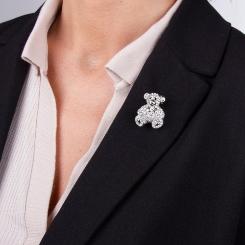 Брошь Moon Paris, Nord, мишка, с кристаллами, MoS-22.03-030 серебристый фото 3