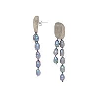 Серьги Nature Bijoux, Pebble Beach, из эбенового дерева, с жемчугом, NB25.2-12-90371 серый