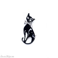 Брошь Moon Paris, Kids, кошка, с кристаллами, MK-21.11-007 черный