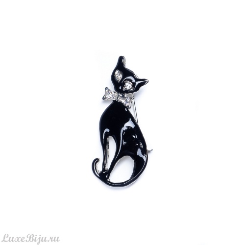 Брошь Moon Paris, Kids, кошка, с кристаллами, MK-21.11-007 черный