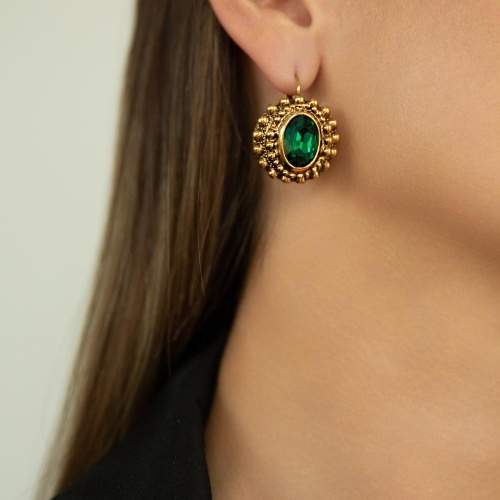 Серьги Celeste G, с кристаллом Swarovski, CS25.1-1735 зеленый фото 2