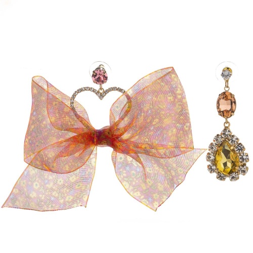 Серьги Moon Paris, Ringo Queen, асимметричные, бант, кристаллы, MRQ-24.05-006 оранжевый