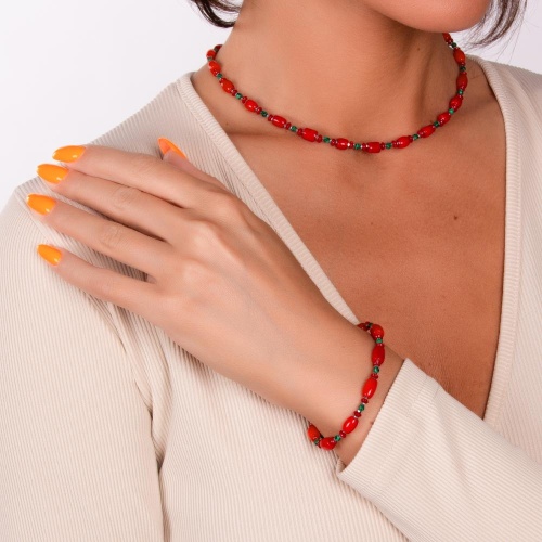 Браслет Lanzerotti, Crespino, с кораллом и малахитом, LZ-23.05-199 красный фото 4