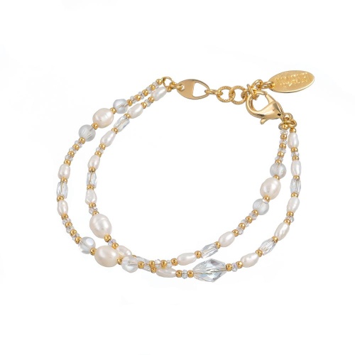 Браслет Lanzerotti, Mustang, двойной, с жемчугом и кристаллами, LZ-25.11-358 белый