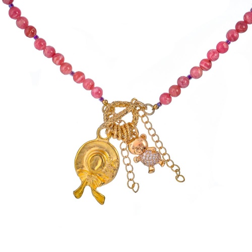 Колье Lanzerotti, Anne with an E, с родохрозитом, кристаллами и бисером, LZ-25.08-256 розовый фото 2