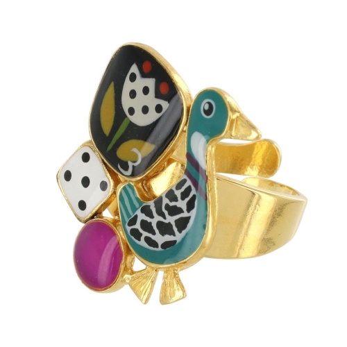 Кольцо TARATATA, Jeu De L`oie, разъемное, с цветной смолой, TT-H24-01402-20M золотистый фото 2