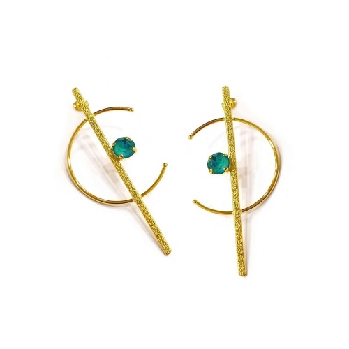 Серьги Catherine Bijoux, Half moon, с кристаллом, CB25.1-5357FG мятный