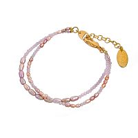 Браслет Lanzerotti, Iris, двойной, с жемчугом и кристаллами, LZ-26.03-090 розовый