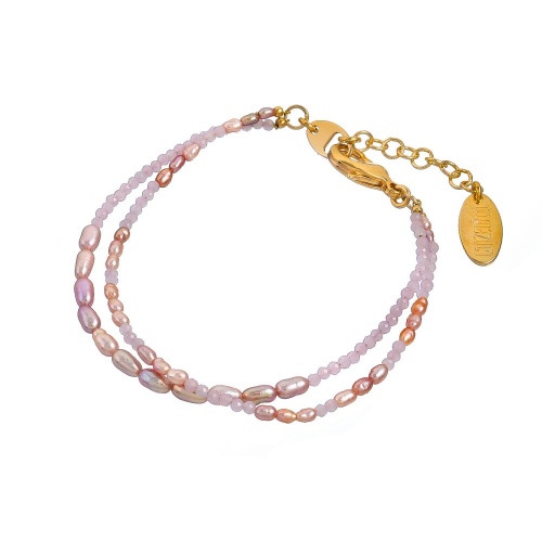 Браслет Lanzerotti, Iris, двойной, с жемчугом и кристаллами, LZ-26.03-090 розовый