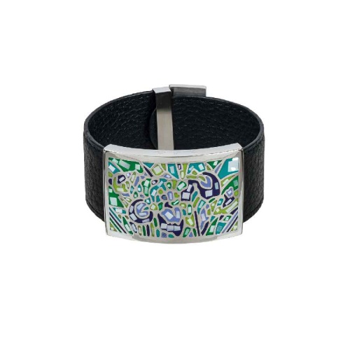 Браслет Fiore Luna на кожаном черном ремешке, CB01367-2 G