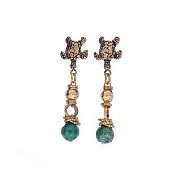 Серьги Alcozer&J, с бирюзой и изумрудом, AL-O28CT24-R зеленый