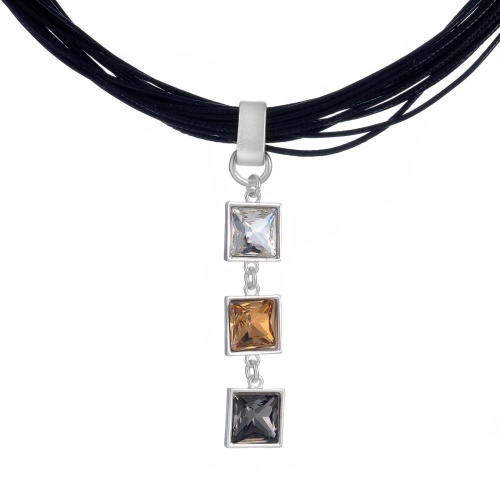 Колье Dansk Copenhagen, Audrey, кожаное, с кристаллами, DNSK26.1-9C2407049 серебристый фото 2