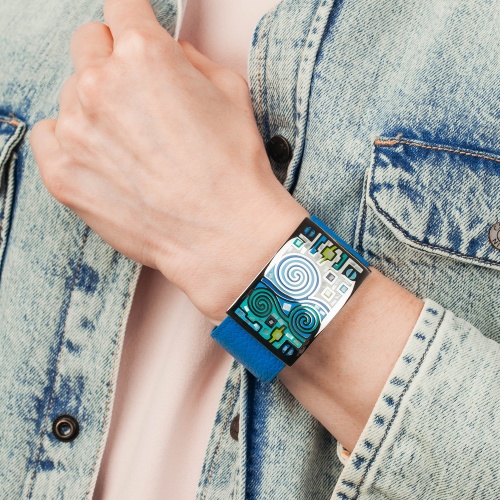 Браслет Fiore Luna на кожаном голубом ремешке, CB01319-13 BL/S фото 4