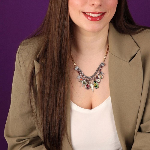 Колье TARATATA, Living room, со смолой, бусинами и пайетками, TT-H24-05120-10M серебристый фото 3