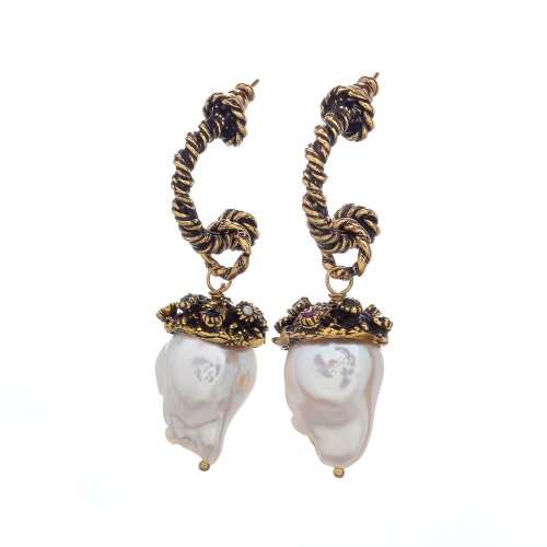 Серьги Alcozer&J, жемчуг, сапфир, рубин, изумруд, гранат, AL2312-O128AU23 золотистый