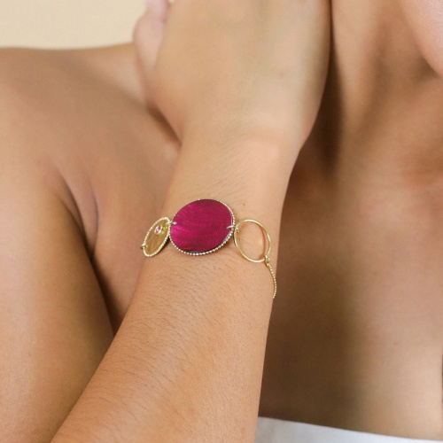 Браслет Franck Herval, Marly, с ракушкой Capiz в смоле, Swarovski, FH25.2-13-73051 бордовый фото 3