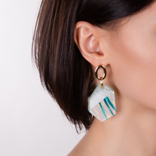 Серьги Moon Paris, Lorian, с акрилово-перламутровой подвеской, ML-23.03-020 зеленый фото 3