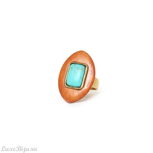 Кольцо Nature Bijoux, Boreal, разъемное, с деревом сибукао и говлитом, NB23.2-19-24940 бирюзовый