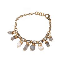 Браслет Alcozer&J, с лабрадоритом и жемчугом, AL-B38CG25-R серый