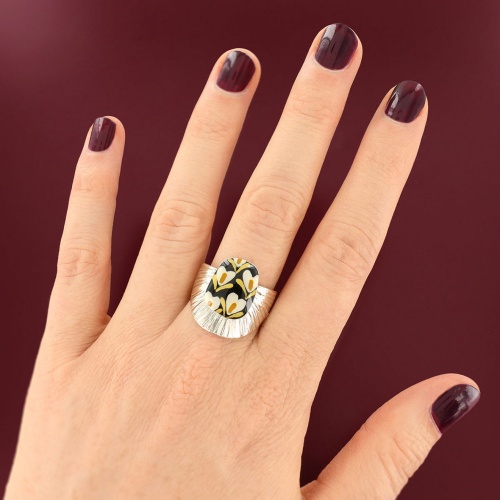 Кольцо TARATATA, Etincelle, разъемное, цветная смола, золотая краска, TT-W25-08415-10M серебристый фото 2