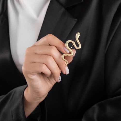 Брошь Moon Paris, змея с кристаллами, Mo-Y24.11-079 золотистый фото 5