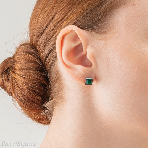 Coeur de Lion Пусеты Coeur de Lion Dark green-silver 0500/21-0548 фото 2