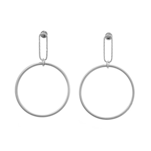 Серьги Dansk Copenhagen, Tempeste, с подвеской-кольцом, DNSK25.2-3C2507001 серебристый